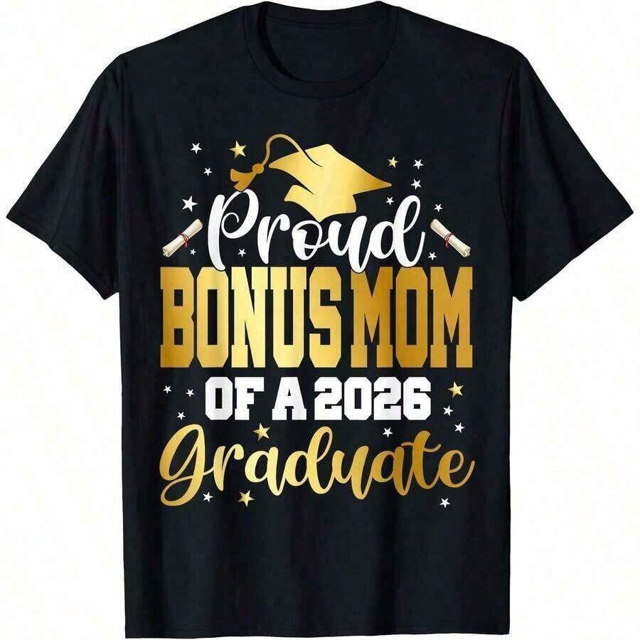 Matching Family Shirts "Proud Brother Of A 2026 Graduate", For Women And Men, Short Sleeve, Casual Style, Unisex, Sporty, For Parties, Gift, Holidays, Sizes S-3XL, Black, Breathable And Comfortable. - Black 1 - 查看 1