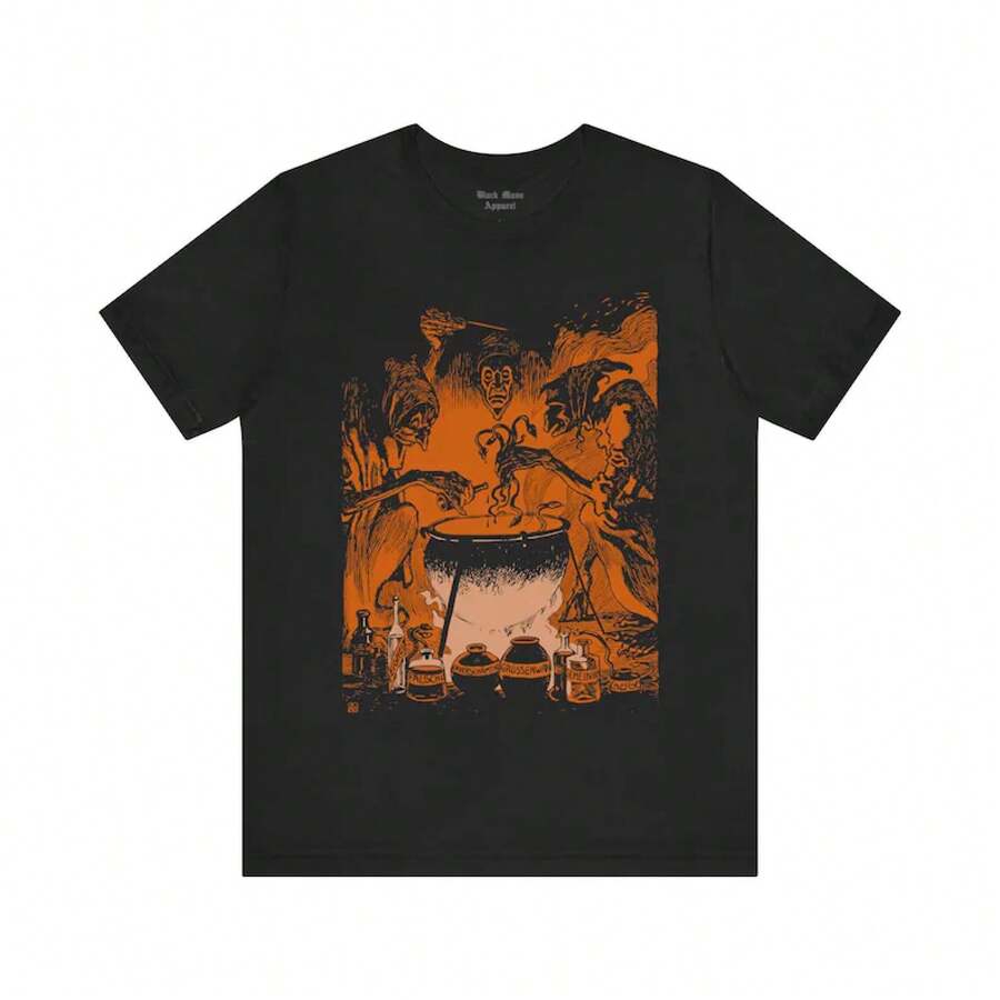 Las Tres Brujas, Hexen, Macbeth, Brebaje de Brujas, Camiseta Vintage Escalofriante, Camiseta de Brujería, Camiseta Gótica, Camiseta de Magia Negra Oculta, Camiseta Unisex - Negro - Ver 1
