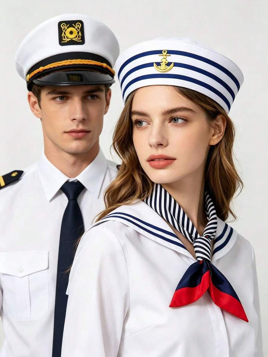 海軍帽套裝 深藍色水手帽 角色扮演服裝配件組 動漫 Cosplay 派對聚會節慶用 - 彩色 - 查看 1