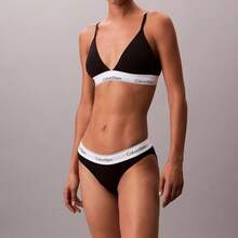 Calvin Klein Icon Cotton Modal Lightly Lined Triangle Bralette QF8498 - 黑色 - 查看 2