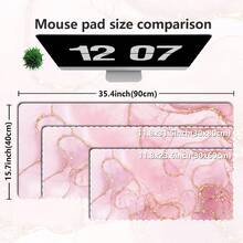 1pc Oversized Gaming Mouse Pad - Pink "Girly Style" Gradient Marble Pattern - Laptop & Desk Mat - Durable Non-Slip Rubber Bottom - High Definition Printing - Precision Stitched Edges - Multiple Sizes Available - Mouse Pad - View 5