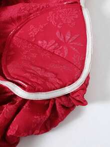 CURVE Vestido corto rojo con hombros descubiertos, manga corta, cintura ceñida y pliegues para mujer talla grande, estilo vaquero y vacacional - Rojo - Ver 5