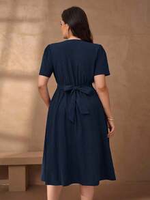 Chikora Vestido casual de oficina con cuello en V de lino para mujer de talla grande, vestido con botones Zanzea de talla grande para mujer, vestido de talla grande, vestido con botones de talla grande para mujer, ropa de talla grande para mujer, vestido de verano, vestido de primavera, vestido de festival, vestido de Pascua, vestido elegante, vestido de fiesta elegante, vestido de playa, vestido de invitada de boda para mujer, vestido de fiesta de boda, vestido de dama de honor, vestido de graduación, atuendo de graduación para madre, vestido casual, vestido de vacaciones, vestido de fiesta, vestido formal, vestido floral, vestido morado fluido de talla grande para mujer - Azul marino - Ver 2