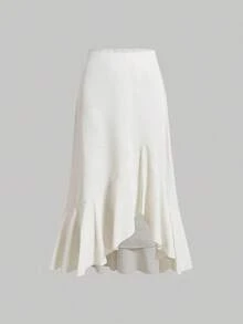 MOD Falda A-Line de unicolor para uso diario, ropa de regreso a clases, brunch, ropa escolar, atuendos de mujer para club, falda de maestra, falda para oficina - Albaricoque - Ver 9