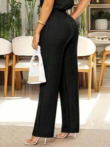 Pantalones elegantes y casuales de moda para mujer con bolsillos en ángulo y detalles de botones, adecuados para ir al trabajo, color negro, primavera - Amarillo verdoso - Ver 9