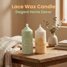 Handmade Lace Candle Holder Set, Aromatherapy Candle Decor For Home, Restaurant, Kitchen, Tabletop, Birthday Gift - Multicolor - View 2
