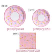 Suministros para fiesta de donas, servilletas y platos desechables con forma de dona, platos y servilletas para fiestas, decoraciones para fiestas de cumpleaños, suministros para fiestas con tema de donas, Navidad - Multicolor - Ver 10