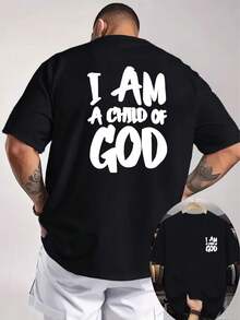 SOY UN NIÑO QUE DIOS ME HA DADO Camiseta de hombre con eslogan religioso impreso a doble cara, estilo de fe, adecuada para uso diario y entusiastas religiosos - Negro - Ver 1