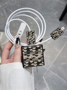 1 Set Funda de protección de carga con diseño minimalista y elegante de árbol de coco - Adecuado para iPhone 16 Pro/17 Pro, incluye cargador de 20W y cable (cargador no incluido) - Multicolor - Ver 2