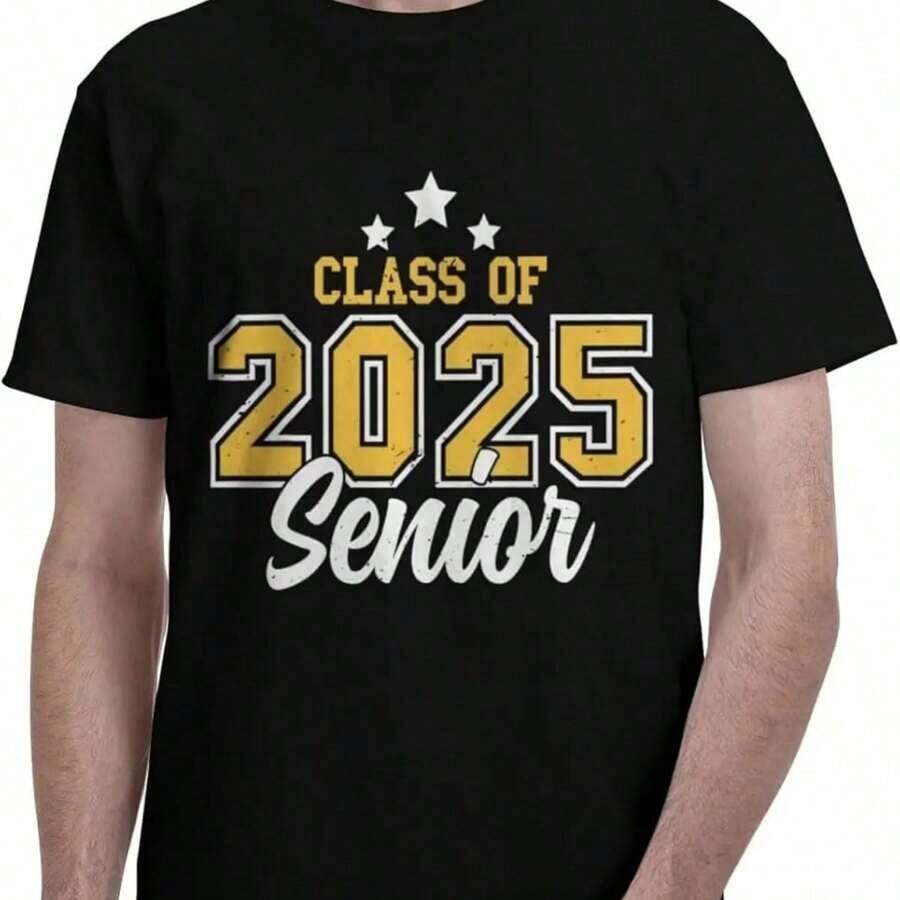 Luxury Cotton T-Shirts With Class Of 2026 Graphic Print For Men And Women, Short Sleeve, Summer Urban Fashion Clothing - 黑色 7 - 查看 1