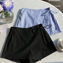 Fengyu Women's Clothing Store  Conjunto de pantalón y falda de 100% algodón blanco, Primavera/Verano 2026, incluye pantalón/falda blanca y pantalón/falda a rayas negras, diseño de múltiples piezas, adecuado para vacaciones de mujeres, Pascua, Día de San Patricio, fiesta, boda, graduación, elegante, casual, lujoso, salida, ocasión formal, Día de San Valentín, carnaval, playa, ocio, universidad, moda, viaje al trabajo y otras ocasiones - Multicolor - Ver 7