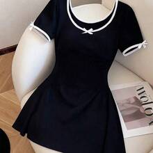 guang zhou mi qian shang mao  Vestido largo con diseño de lazo minimalista y de moda - Multicolor - Ver 2