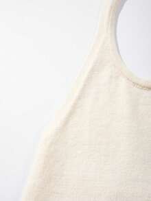 New Spring/Summer Spaghetti Strap Camisole, Sexy Breathable Fitted Slim Knit Tank Top - Apricot - View 8