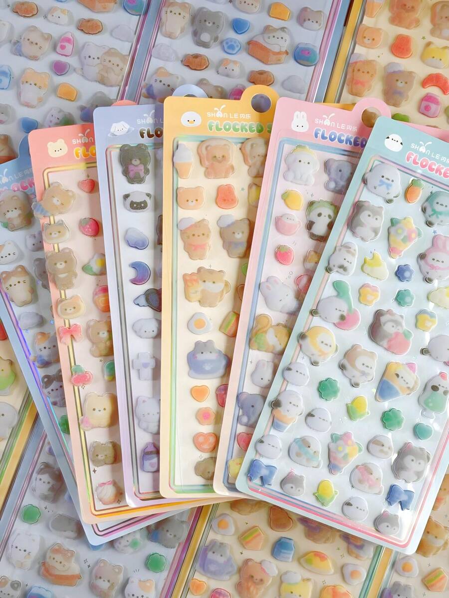 3D Embossed Cartoon Stickers, 3D Stickers For Decorating Phone Cases, Diaries, Water Bottles, Stationery, Sticker Books, These Cute Stickers Are Perfect For Decorating Your Computer