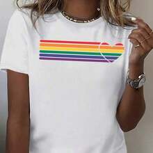 Love Wins Pride T-Shirt, LGBTQ T-Shirt With Rainbow Heart, Equality T-Shirt, Pride Month T-Shirt, Love Wins Graphic T-Shirt, LGBTQ Gift, Rainbow Pride T-Shirt, Breathable And Comfortable. - 白色 3 - 查看 1
