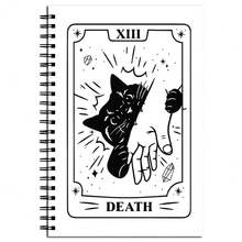 黑猫塔罗螺旋笔记本 - 哥特式巫术日记，死亡牌设计，13个章节以死亡符号编号，独特的女性生日礼物，完美的魔法书籍和占卜工具 - C - 查看 1