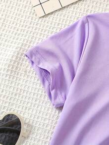 Short-Sleeved T-Shirt, 95% Cotton - Soft And Breathable, Ideal For Casual Summer Wear And Outdoor Sports, With A Loose-Fitting Round Neck, Printed T-Shirt Suitable For Spring, Summer And Autumn - Comfortable T-Shirts For Everyday Wear. - 紫色 - 查看 3