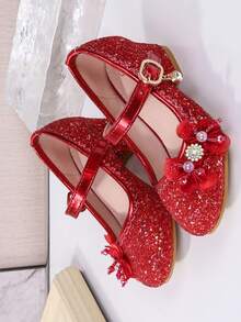 2026 Zapatos de tacón alto para niñas para actuaciones en el escenario - Rojo - Ver 2