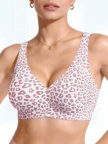 2pcs Womens Jelly Bras Wireless Comfortable Soft Push Up Bralettes Seamless Tshirts Bras Deep V Everyday Bras - Multicolor - View 7