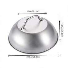 1pc Stainless Steel BBQ Grill Cover, 6/9 Inch Mini Portable Furnace Lid With Handle, Suitable For Outdoor Camping, Picnic And Kitchen Use, Multi-Functional Kitchen Lid | Dome-Shaped Lid | Durable Cookware - Silver - View 8