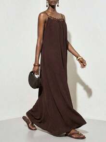 Women Midi Dresses - Brown - View 9