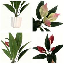 1pc 16.5inch(H) Artificial Green Plant Potted Decor, Suitable For Home, Living Room, Bedroom, Bathroom, Hotel, Dining Table, Wedding, Party - Multicolor - View 6