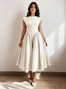2026 Spring New European And American Women's Fashion Elegant Backless Dress Stylish Slim Sleeveless Solid Color Long Dress - 白色 - 查看 7