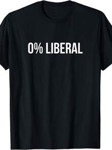 Camiseta con el eslogan "S 0% Liberal Zero Percent Liberal" - Camiseta de declaración política retro de corte holgado 100% con estampado blanco, top casual de manga corta y cuello redondo para usar durante todo el año, idea de regalo para partidarios conservadores y libertarianos. - Negro - Ver 6