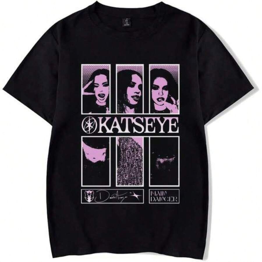 Camisetas Vintage Estilo Revista Katseye, Camiseta con Estampado de Fotos de Bandas de K-Pop en Algodón Negro, Ropa Casual de Algodón para Hombre, Ropa de Alta Calidad, Camisetas a la Moda, Camisetas de Manga Corta de Algodón Casual para Hombre - Camisetas Básicas de Verano para Hombre, Estilo sin Esfuerzo, Muestra tu Estilo Único, Top Corto Unisex de Moda Urbana, Top Casual Bonito y Ajustado Estilo Coreano para Grupos de Chicas. - Negro - Ver 1
