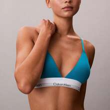 Calvin Klein Icon Cotton Modal Lightly Lined Triangle Bralette QF8498 - Teal Breeze - 查看 1