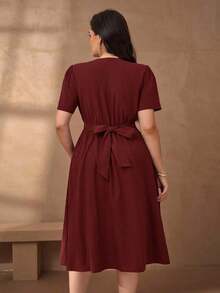 Plus Size Dresses - Bordeaux - View 2