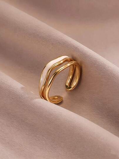 1 chiếc nhẫn kiểu dáng cổ điển tối giản, thời trang, thanh lịch, đa năng, hở, có thể điều chỉnh, hai lớp, bề mặt nhẵn mịn, phù hợp cho nữ giới đeo hàng ngày, đi nghỉ mát, đi làm và du lịch.