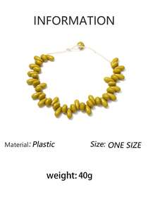 1pc Fashionable Asymmetrical Resin Handmade Beaded Geometric Water Drop Necklace, Minimalist Design - Multicolored Teardrop Beads - View 18