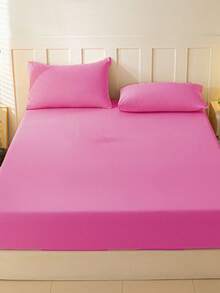 Camel Brushed Soft & Comfortable 3 PiecesBed Sheet Set - Hot Pink - View 4