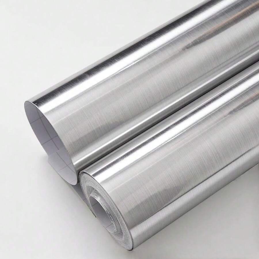 ucdfi 1 捲室內裝飾 PVC 不鏽鋼拉絲銀色可移除牆板檯面貼紙 撕貼式防水防油壁紙 撕貼式家用電器廚房電梯貼紙 臥室牆面裝飾貼紙 - 拉絲款 - 查看 1