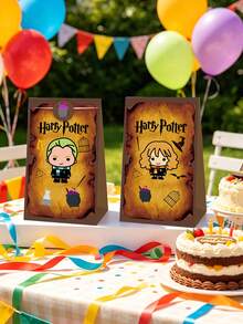 Bolsas de regalo con temática de Harry Potter para fiestas, bolsas de regalo de pergamino duraderas con pegatinas para un montaje fácil. Haga que la configuración de los obsequios de su fiesta con temática de Harry Potter sea sin estrés con este práctico conjunto de bolsas de regalo, diseñado tanto para la funcionalidad como para el orgullo del fandom. Hechas de papel grueso y resistente que resiste el desgarro, estas bolsas son perfectas para contener dulces. - Bolsa de regalo - Ver 8
