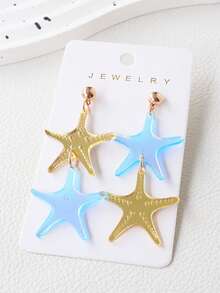 1 Pair Acrylic Ocean Breeze Starfish Earrings, Cute Exaggerated Long Beach Style Earrings - Starfish - View 3