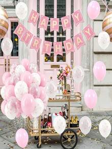 10/20/30/ Pcs Random Pink Bow Balloons, 12 Inch Pastel Light Pink Transparent White Bow Print Coquette Balloon For Women Birthday Bachelorette Party Bridal Shower Wedding Anniversary Decorations Supplies,Baby Shower - Pink - View 1