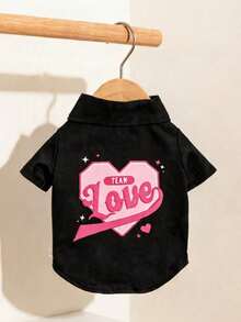 LUCKIE PAL 1pc Heart Print Cute Casual Fashion Pet Shirt With Buttons, Suitable For Cats And Dogs Indoor And Outdoor - Black - View 10