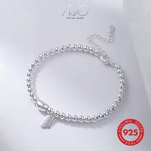 1pc 925 Silver Bead Bracelet For Women, Asymmetrical Beaded Bracelet, Minimalist & Versatile, Suitable For Daily Wear, Gatherings, Gifting To Friends & Family - Silver - View 8