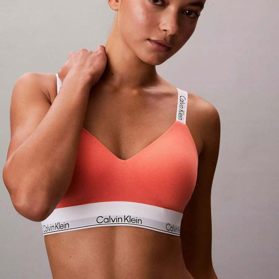 Calvin Klein Calvinklein Icon Cotton Modal Lightly Lined Bralette QF8504 - Coral Pop - 查看 1