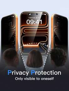 2pcs Premium Privacy Tempered Glass Screen Protector, 9H Hardness Scratch Resistant, Rounded Edge Design For Comfortable Fit, Dust-Proof Design, Privacy Protection, Suitable For Daily Use, Professional Office And Home, Compatible With IPhone 17e/17 ProMax/17 Pro/17 Air/16 ProMax/16 Pro/16/15 ProMax/15 Pro/15/14 ProMax/14 Pro/14/13/12/11 And Other Models - Black - View 3