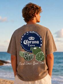 The New American-Style 100% Pure Cotton T-Shirt Suitable For Both Men And Women. Fun And Retro Premium Beer, Fresh Lime, A Perfect Moment! Cartoon Letter Pattern Printing. Street Korean-Style Loose And Versatile Y2k Clothing, Abstract Art Style, Retro Washed Pure Cotton Round-Neck T-Shirt, Double-Sided Retro Distressed Patterns. 90s Nostalgic American Street Style. Easily Create Retro Casual Clothing. Suitable For Daily Commuting, Casual Outings, Beach Vacations, Music Festivals, Holiday Gifts. Classic Retro-Style Women's Clothing. Four-Season Universal Comfortable T-Shirts For Both Men And Women. Printed T-Shirts For Men And Women. - 摩卡棕 - 查看 4
