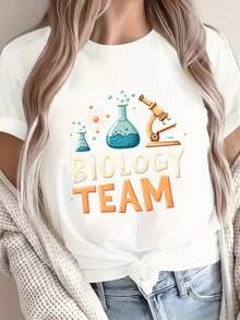 Camiseta cómoda de algodón puro para mujer, diseño Elements de Biological Team Science, blusa casual mujer - Blanco - Ver 7