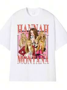 blusas para mujer Hannah Montana Vintage 90s Graphic T-shirt Men Women's Clothing Aesthetic High Street T Shirts pure Cotton Short Sleeve T-shirts - Blanco - Ver 1