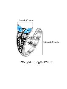 1pc 925 Sterling Silver Women's Ring, Hypoallergenic, Adjustable Vintage Butterfly Thumb Ring, Lucky Ring, Motherhood Ring, Retro Style, Suitable For Daily Wear, Party, Holiday, Valentine's Day, Halloween, Easter, Etc., Comes With Gift Box - Antique Silver - View 3