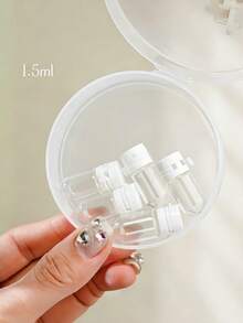 1.5ml/2ml/3ml Glass Sample Vials Set, 5/8pcs Leakproof Mini Liquid Bottles With White Caps, Portable Clear Cosmetic Containers, Refillable Travel Vials For Essential Oils, Perfume, Makeup Samples, Trip, Home Use, Reusable, Small Storage - Multicolor - View 6