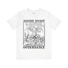 el gobierno perverso, camiseta de arte vintage espeluznante, camiseta de tortura medieval, camiseta política, camiseta unisex de manga corta espeluznante - Blanco - Ver 1