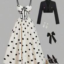 guangzhougaolangshangmao  MOD Vestido romántico de longitud media con estampado floral, camiseta con tirantes y abertura alta en forma de espina de pescado - Multicolor - Ver 2