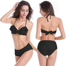 2026 New Push-Up Bikini Plus Size S-2XL Swimsuit With Ruffle Trim - Yellow - View 4